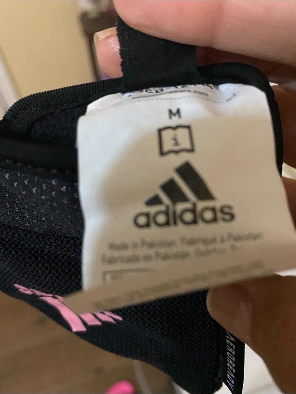 Bundle of 2 Adidas Black and Pink sport Mittens & Nike white Headband - Picture 3 of 4